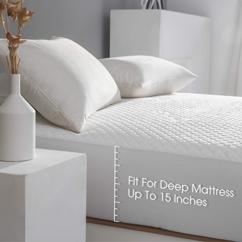 Reaks Twin Size Bed Waterproof Mattress Protector Fitted Mattress Pad Cover with Deep Pocket Up to 15'' - Image 4